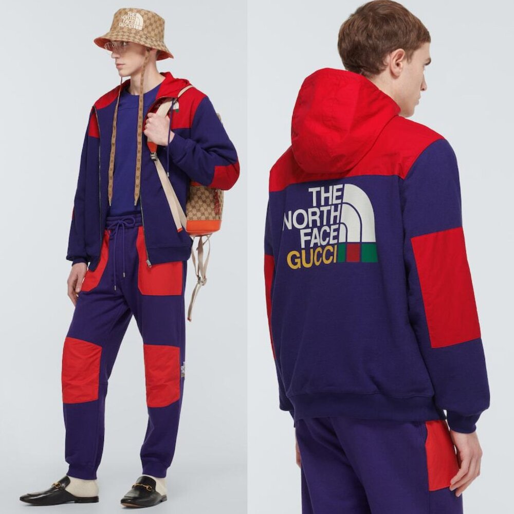 GUCCI JACKET MENS THE NORTH FACE X ZIPPERED HOODIE LOGO PRINT sz XL